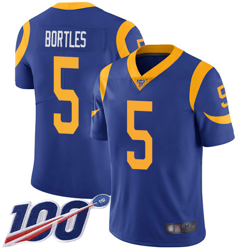 Los Angeles Rams Limited Royal Blue Men Blake Bortles Alternate Jersey NFL Football #5 100th Season Vapor Untouchable